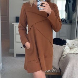 YAK & YETI NWT WHISKEY COGNAC TAN BROWN COTTON DRESS w POCKETS Womens